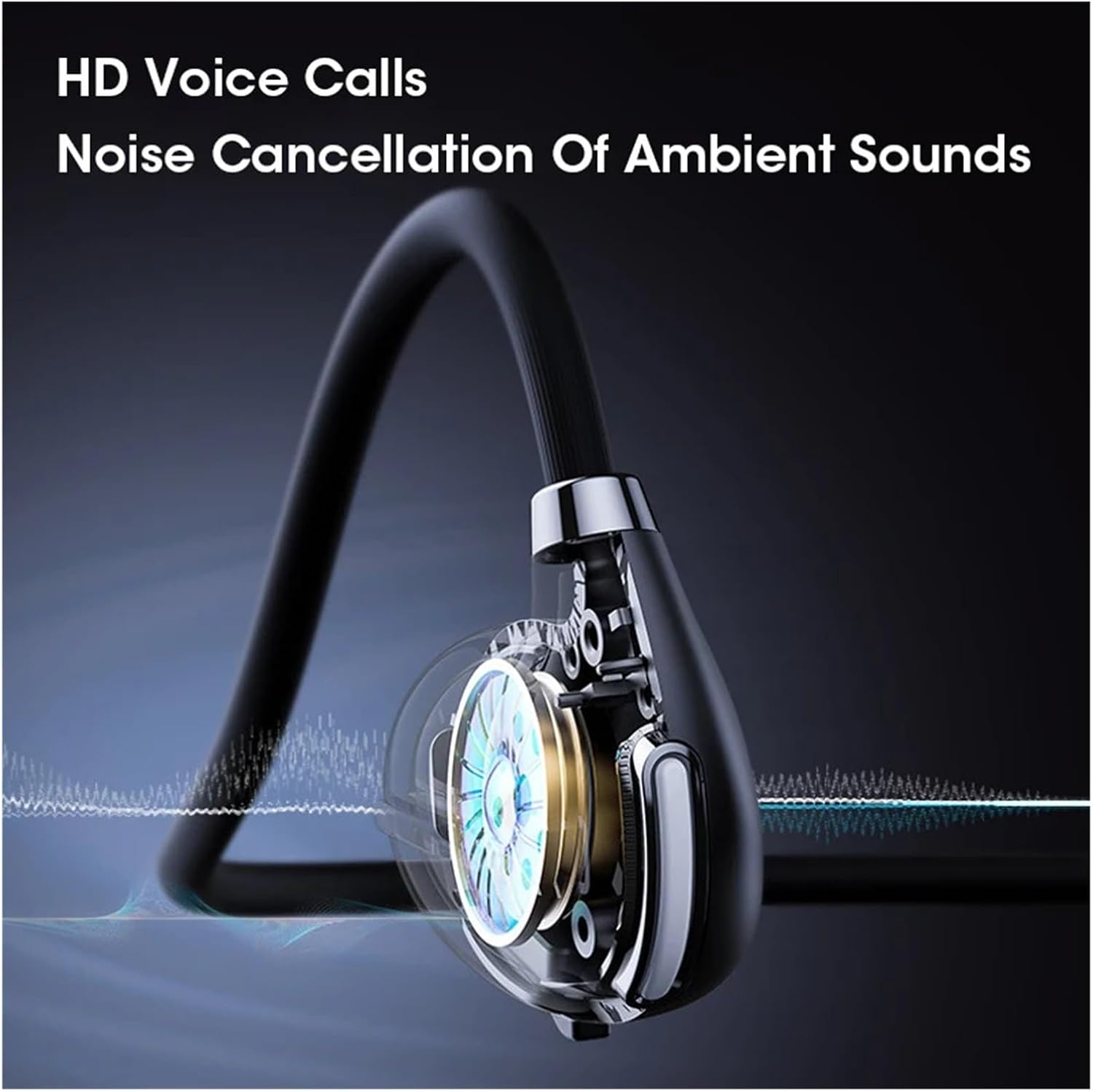 Wireless Air Conduction Headset Hanging Ear 5.3 with Microphone HD Low Latency Sports(White)
