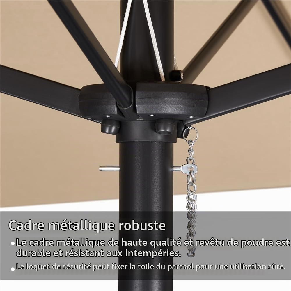 Yaheetech Parasol de Jardin Double Extérieur avec Base et Manivelle Sac de Rangement Parasol Triple Tête Terrasse Jardin Bord de la Mer Bistro
