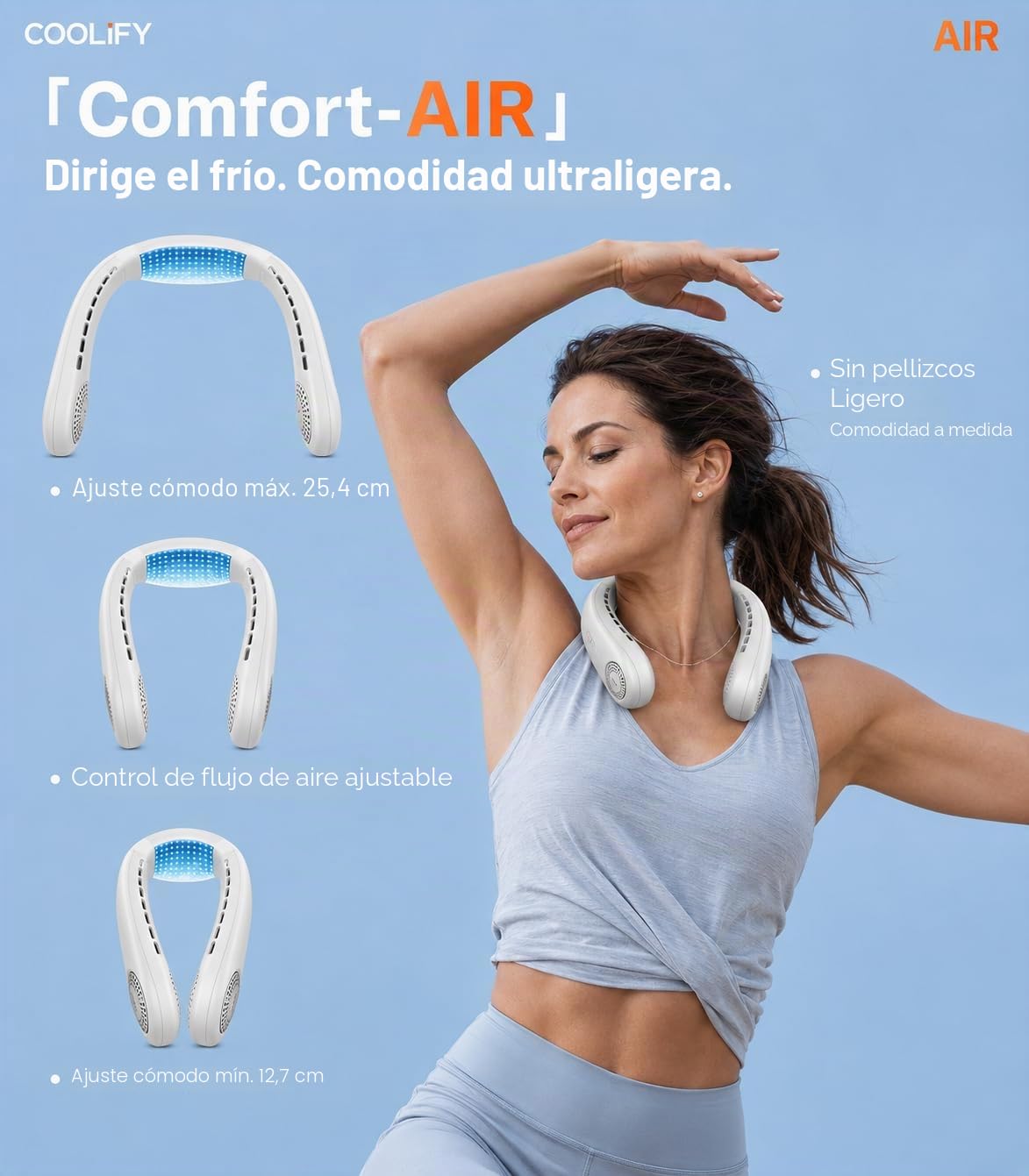 TORRAS COOLiFY Air 2025 - Ventilador de cuello con aire acondicionado mejorado, refrigeración Pro de doble flujo de aire, ventilador portátil ultraligero recargable, ventilador de refrigeración