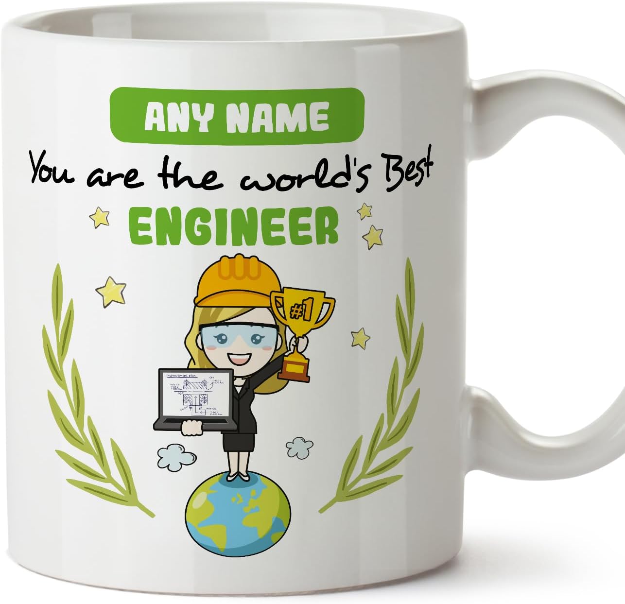MUGFFINS Personalised Mug for Engineer Woman - in English - You are World's Best - Funny Custom Gift for Colleagues - Ceramic 11oz Mug
