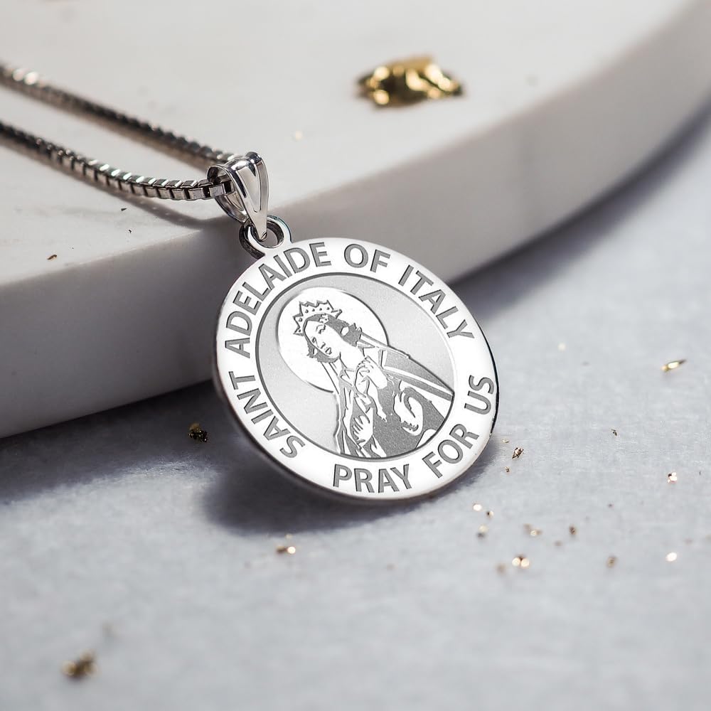 PicturesOnGold.com Saint Adelaide of Italy Religious Medal - - 2/3 Inch Size of Dime, Sterling Silver - Image 4