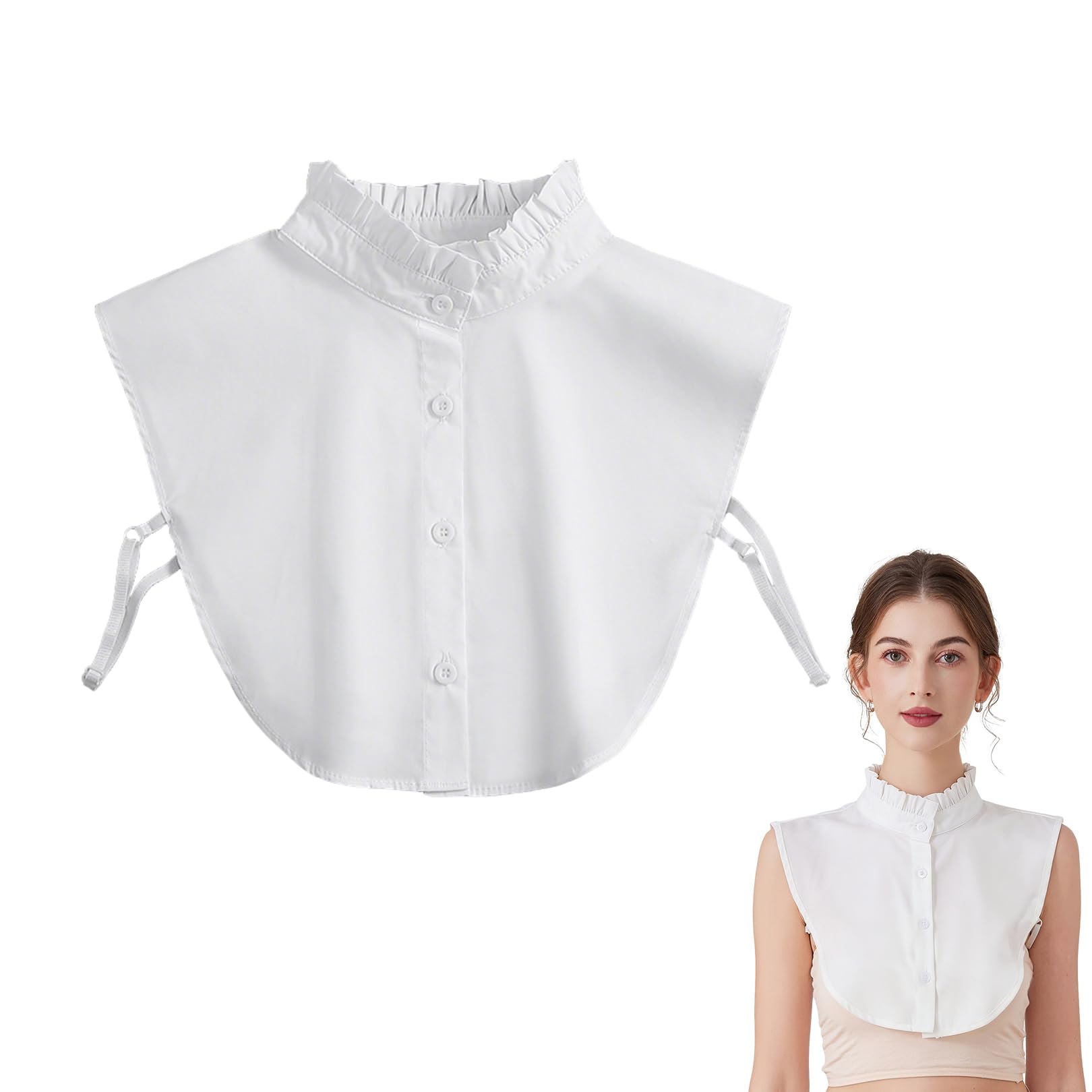 Snmygs Unisex White 1 Pcs Fake Collar, Collar Detachable, Sleeves For Under Dresses, Fashion Detachable False Collar, Decorative Blouse Top Addition For Various Attire