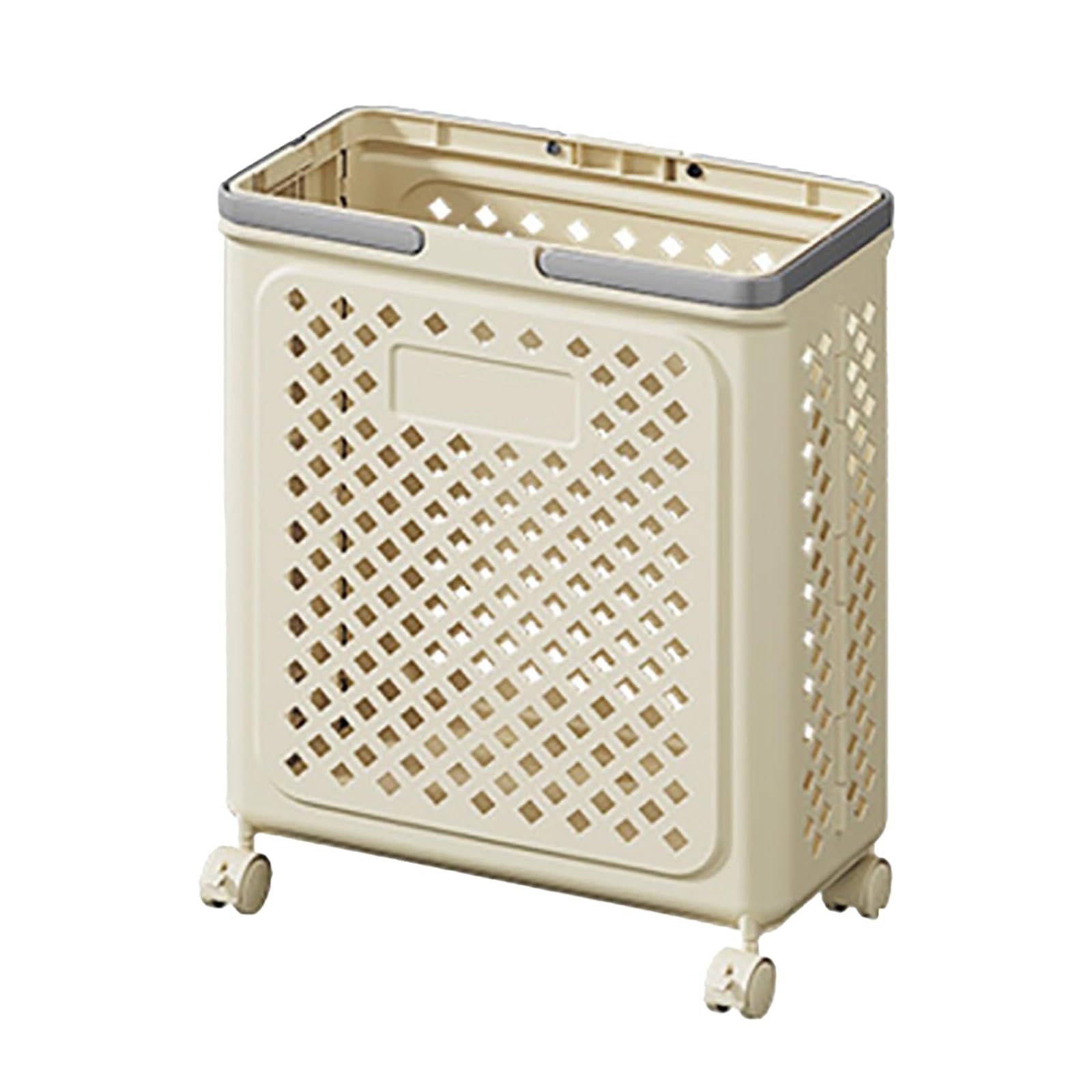 Dirty Clothes Basket, Collapsible Laundry Hamper, with Wheels and Handles, Easy to Move and Transport, for Home Gym, Bedroom(Beige,14.6x11x19.3in)