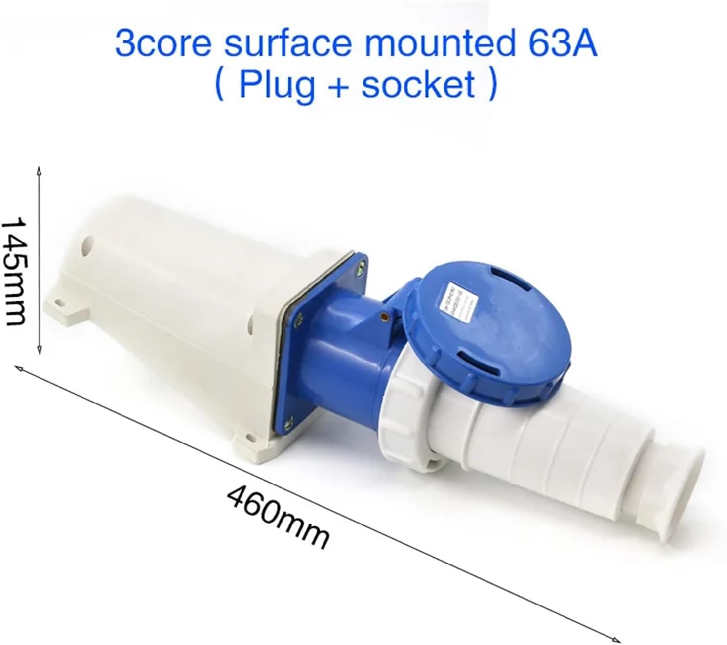 Waterproof Industrial Plug Socket 3 core 4 core 5 core Hole 63A Connector Surface Mounted Aviation Socket(3 Core Blue)
