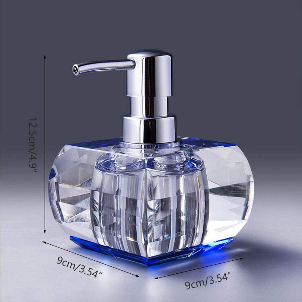 Dispenser di sapone in cristallo, bottiglia in vetro per lozioni da bagno o cucina, contenitore decorativo per shampoo e decorazione della casa, elegante accessorio da bancone