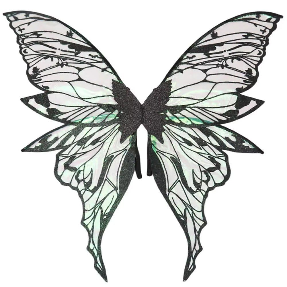 Luxylei Large Fairy Wings Glitter Transparent Fairy Costume for Women Adults, Butterfly Wings Angel Elf Dress Up Accessories