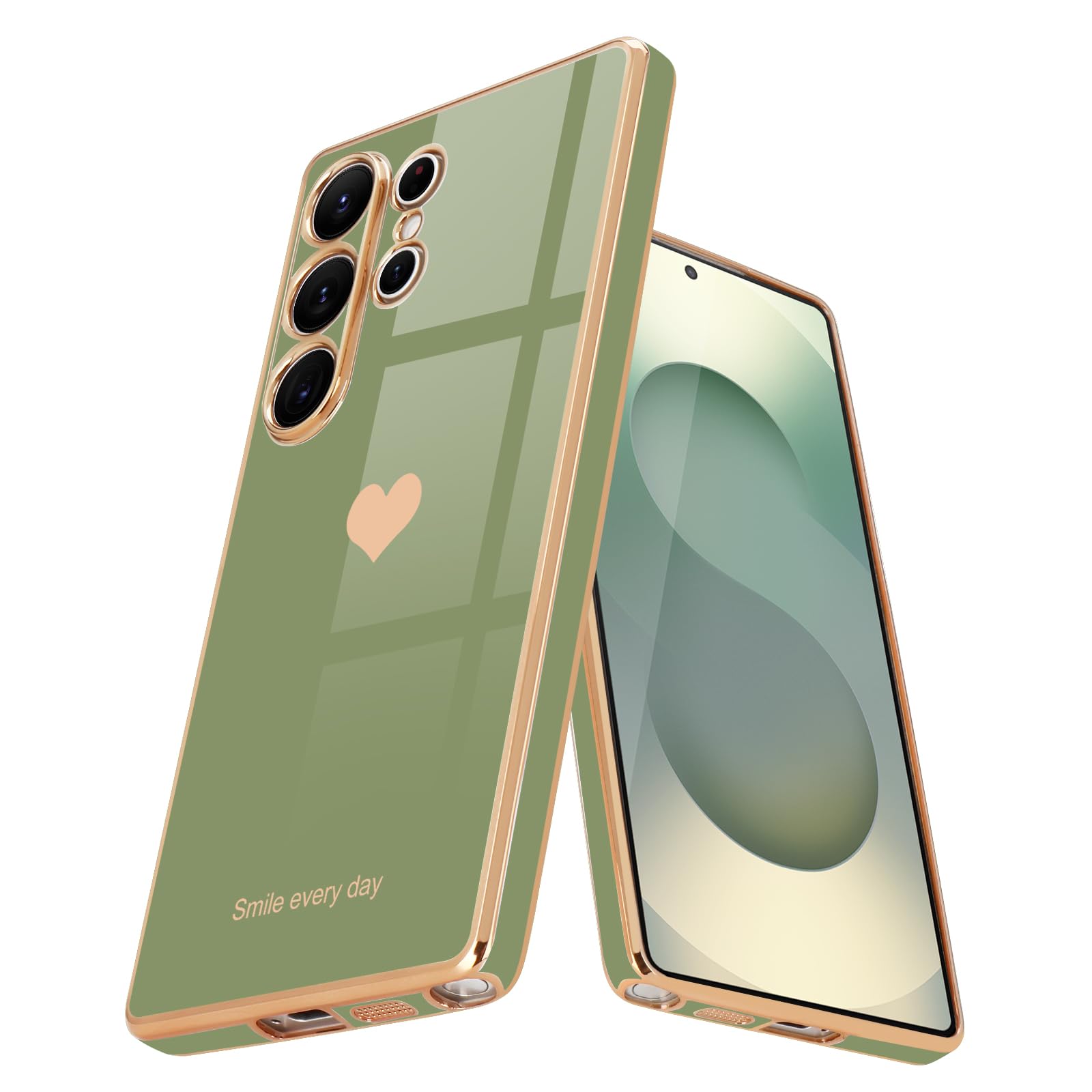 Teageo Kompatibel mit Samsung, Süße Herzmuster Mädchen Handyhülle Luxuriös Galvanisierte Glitzer Weich TPU Kameraschutz Kratzfest Stoßfest Schutzhülle für Samsung