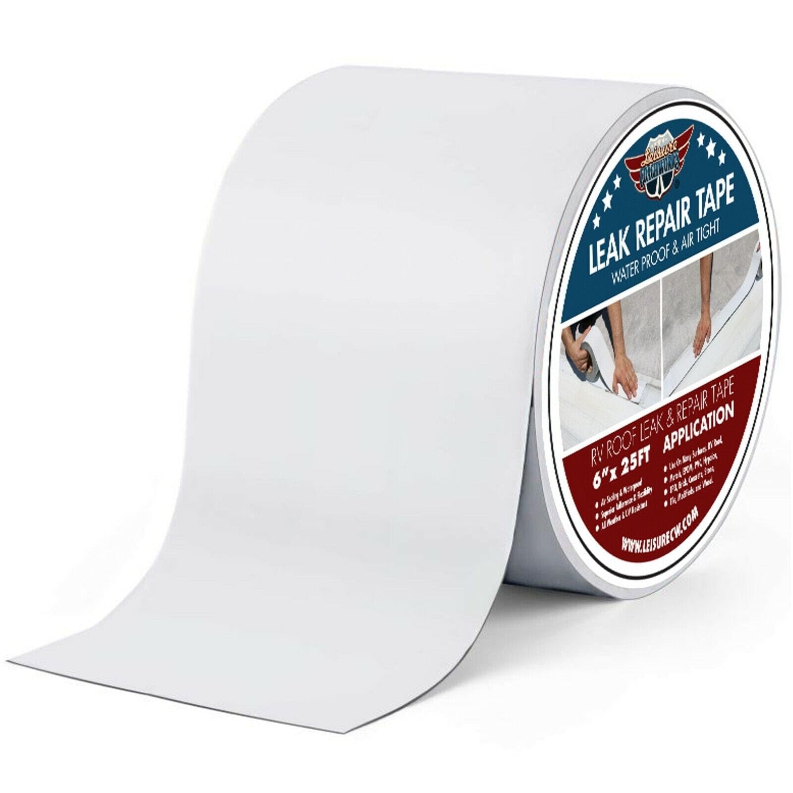 LCWRVS6X25 6" x 25' RV Sealant Tape UV Weatherproof Roof Leaks Repair Seal Sticky White LCW-RVS-6X25