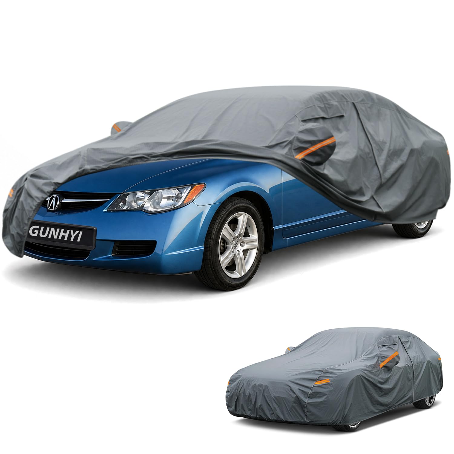 GUNHYI Premium Car Cover Custom Fit Acura CSX, 16 Layers Heavy Duty Car Cover Waterproof All Weather with Zipper Door for Sun Rain Snow Dust Uv Protection