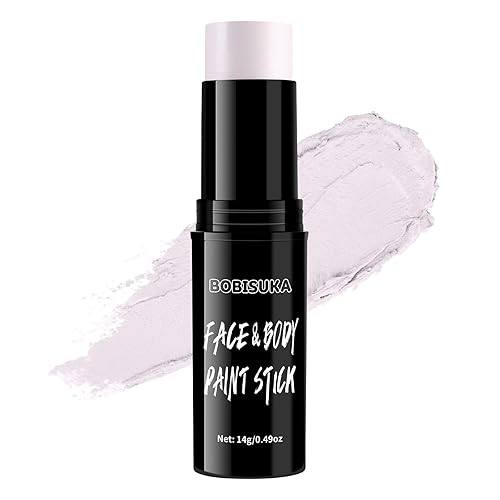 BOBISUKA Alabastro - Barra de pintura blanca para la cara y el cuerpo con ojos blancos para deportes, kit de pintura facial a base de agua,
