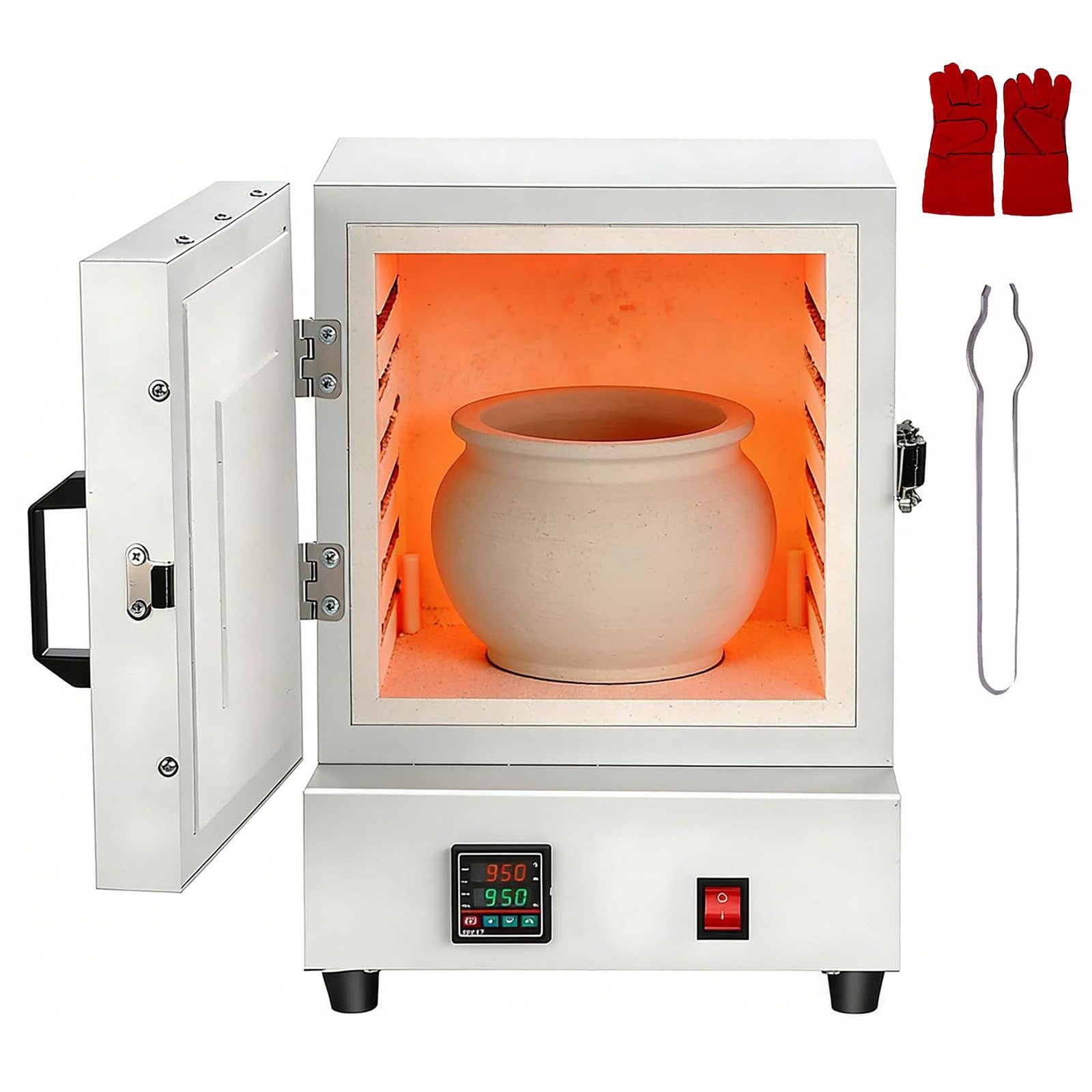 Forno Elettrico per Ceramica, Forno a muffola da Tavolo da 1150℃, Forno per Fibra Ceramica Chiuso, con Controllo Integrato Tramite Programma, per la creazione di Gioielli