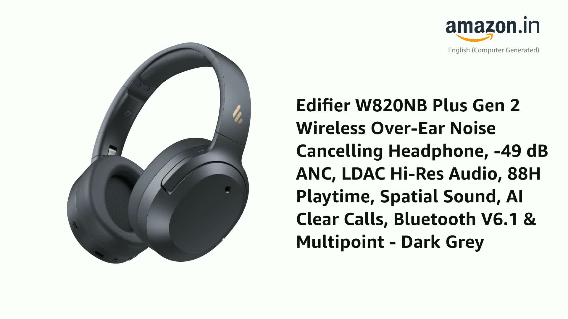 Edifier W820NB Plus Wireless Over-Ear Noise Cancelling Headphone