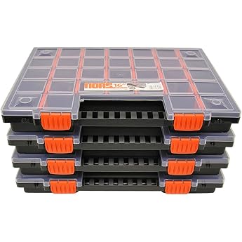 Assortment Box Assortment Case Screws Sorting Box Large Small Parts Storage with Compartments Can Be Individually Arranged Organiser in Set of 4 Approx. 399 x 303 x 50 mm.