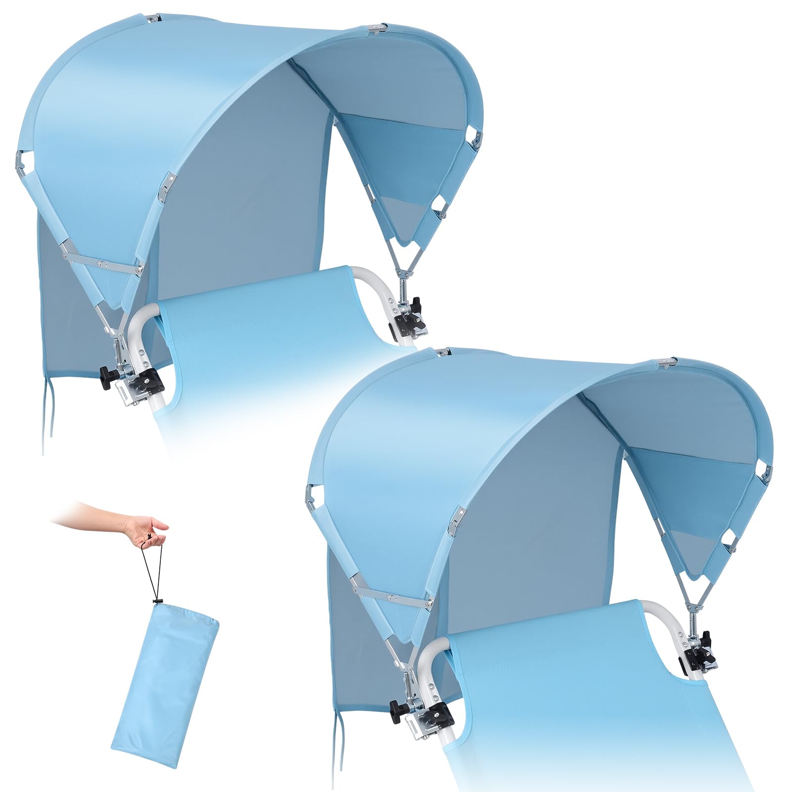 Universal Wind-Resistant Chair Umbrella Canopy, Foldable Portable UPF 50+ Sun Shade Attachment with Adjustable Clamp, Fits Most Beach, Camping, Lawn, Sports, Tanning, Zero Gravity Chairs & Wheelchairs — view 15