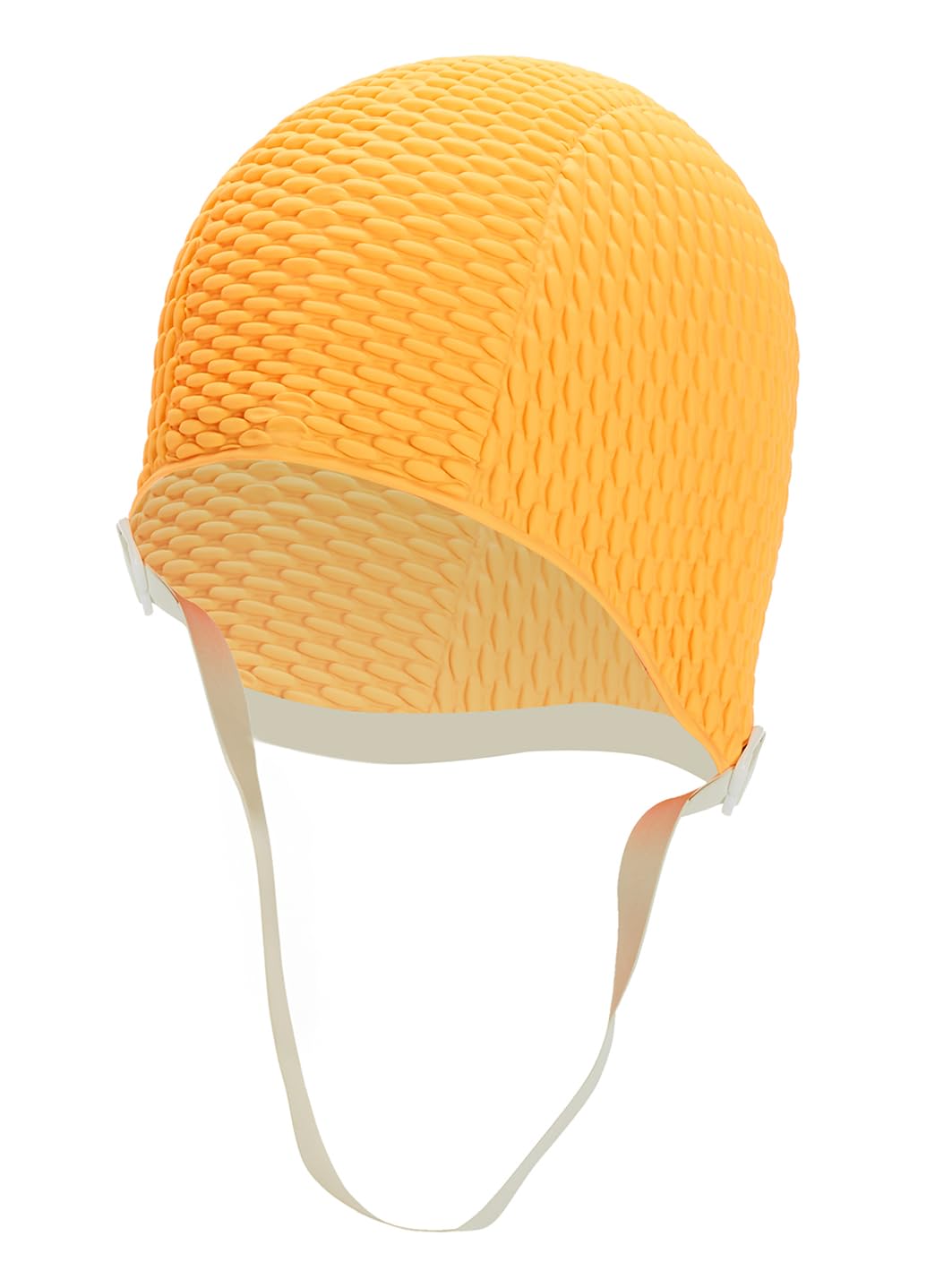Sporti Bubble Swim Cap with Chin Strap - Orange