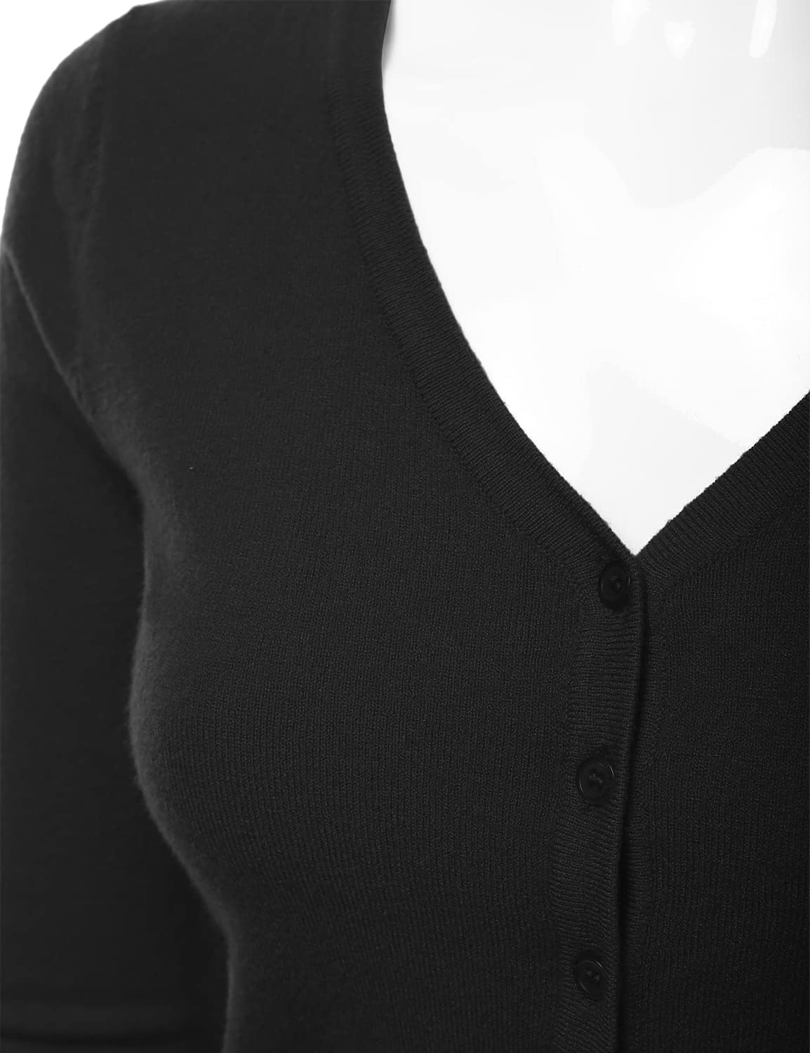 Women's 3/4 Sleeve V-Neck Button Down Knit Sweater Soft Cardigan (S-XXL) - Image 4