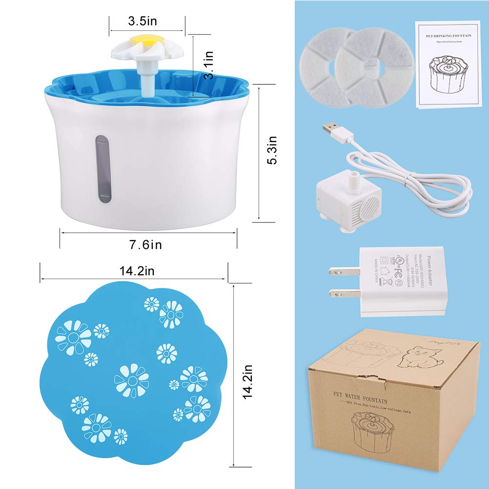 Fuente de agua for gatos, fuente de agua for mascotas de 2,6 l/88 oz, fuente de agua potable automática súper silenciosa for gatos con 2 filtros de repuesto, cuenco de agua dulce higiénico saludable f