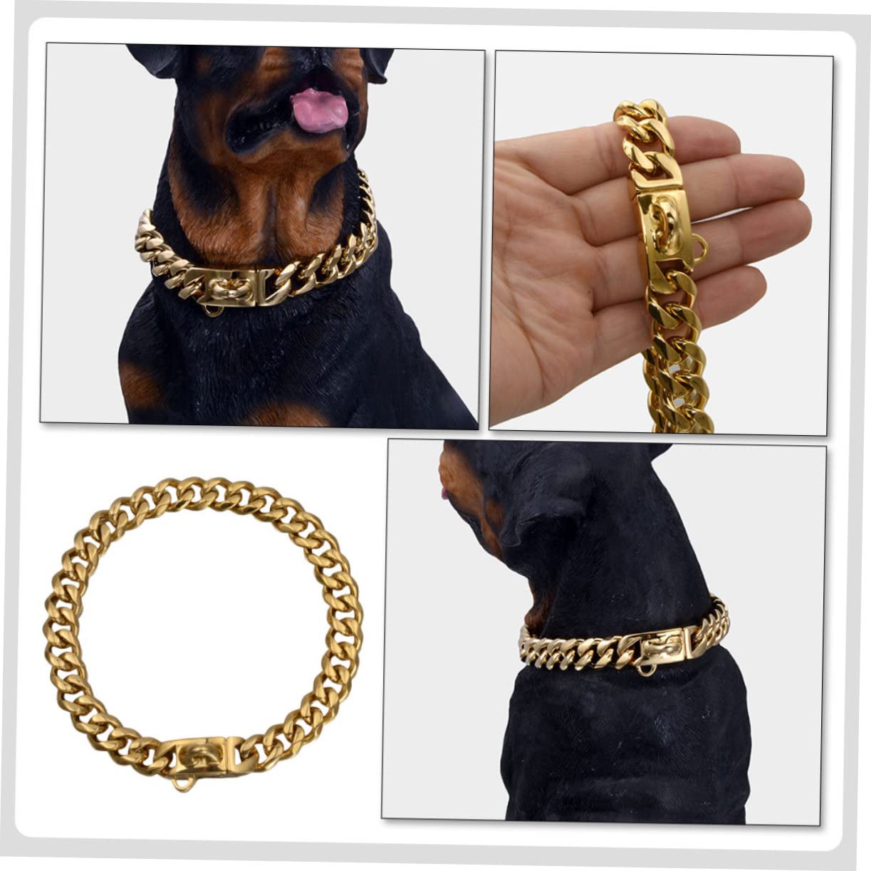 Collar Fácil de Limpiar y Reutilizable de Perros para Acero Inoxidable Dorado Accesorio Resistente para Adiestramiento y Uso Diario