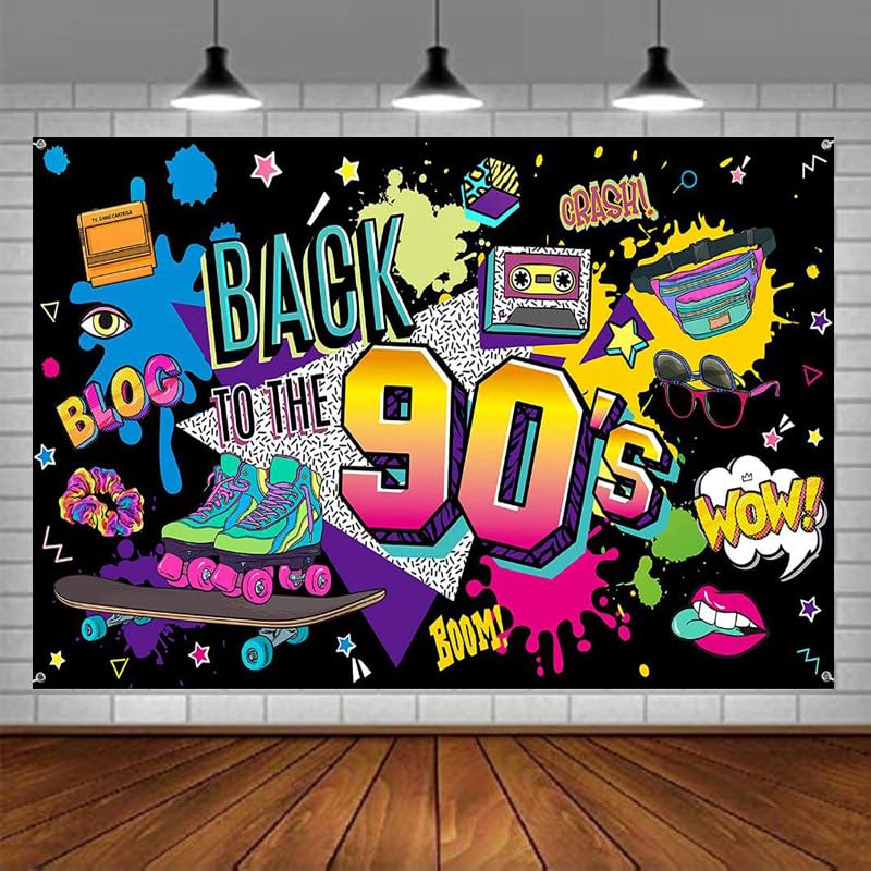 Toile De Fond Années 90 Pour Fête – 250x180 Cm En Vinyle – Décoration Murale Rétro Anniversaire