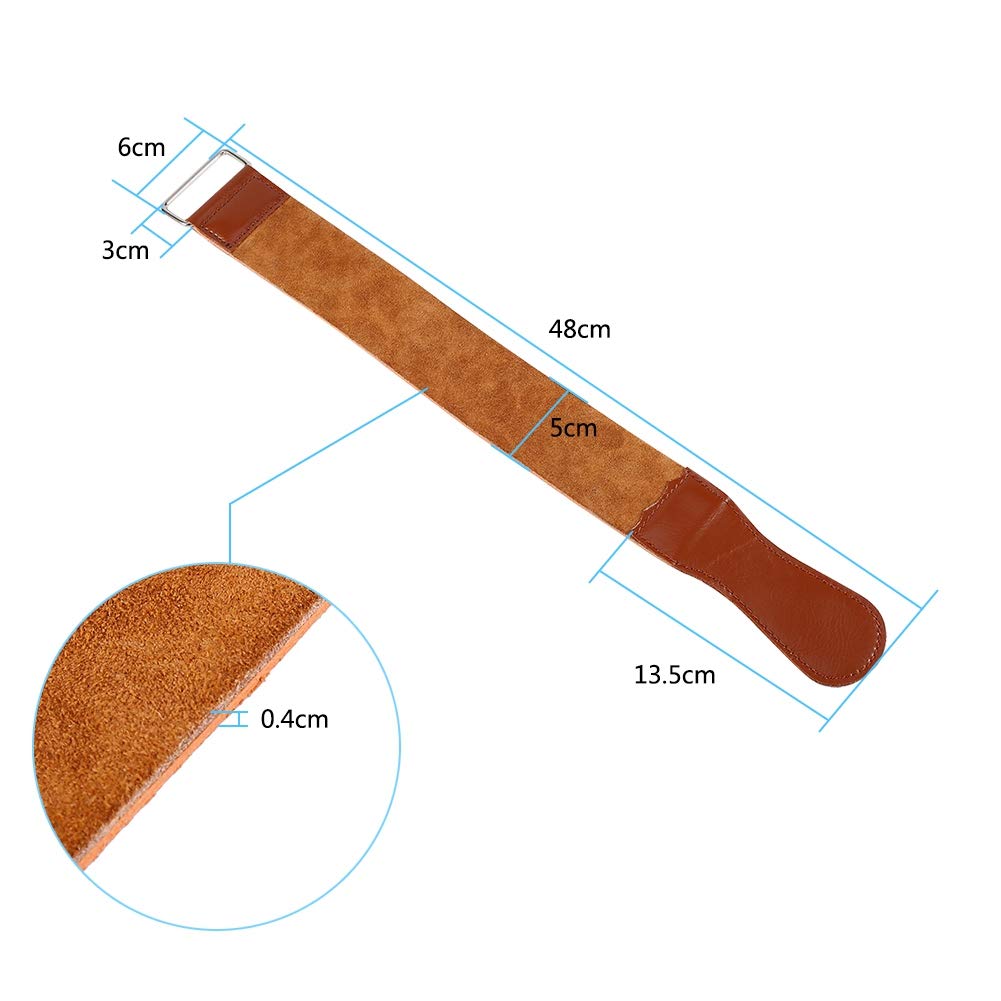 18.5 * 2 * 0.2inch Leather Strop for Knife Sharpening, Knife Strop, Stropping Leather, with Swivel Hanging Tab and Leather Handle Straight Cowhide Manual Strap