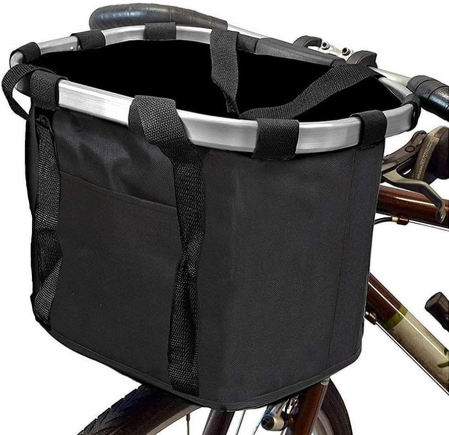 Bicycle Front Basket Bike Small Pet Dog Carry Pouch 2in1 Detachable MTB Cycling Handlebar Tube Hanging Fold Baggage Bag 5KG Load