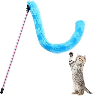 varinha gato, brinquedos penas com recargas sino – Brinquedo interativo para gatos, varinha gato e brinquedos naturais penas gato, vara pesca para gatos em ambientes fechados, presentes Welts