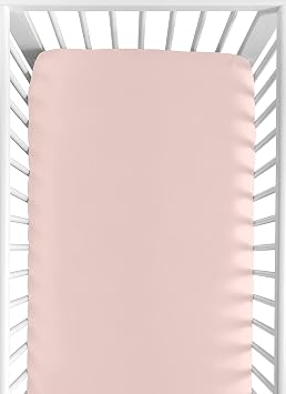Sweet Jojo Designs Fitted Baby Crib Sheets Solid Blush Pink for Girls, Infant Nursery, Toddler Bed Room - Standard Size Mattress for Shabby Chic Farmhouse, Elegant Princess, Boho Fringe Collection