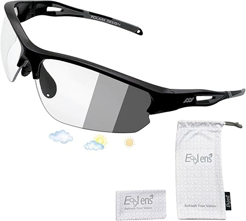 Miniatura 9 de Gafas de sol polarizadas o fotocromáticas para deportes al aire libre para hombres y mujeres, marco TR90, protección UV Negro