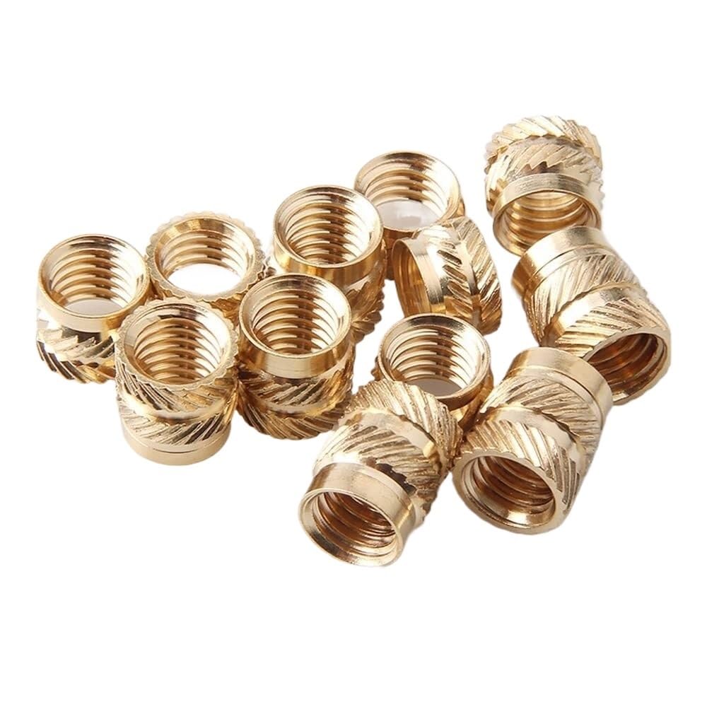 Thread Inserts, 50Pcs M2 Brass Hot Melt Insert Knurled Nut Thread Heat Molding Double Twill Injection Embedment Nut for 3D Printer