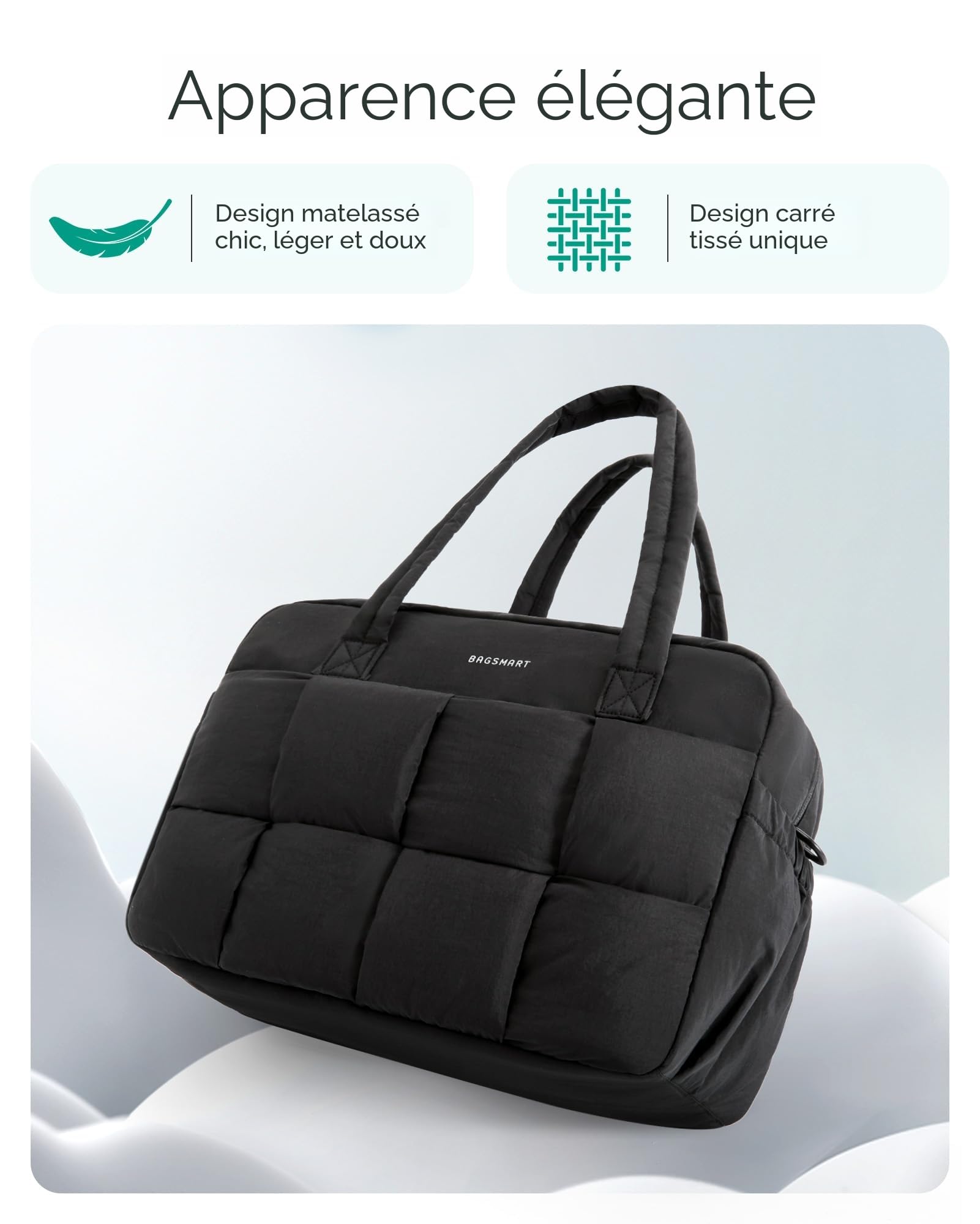 BAGSMART Sac de Voyage 42x19x30 pour Easyjet,29L Bagage Cabine,Sac de Weekend Imperméable pour Avion,Sport,Gym,Léger Voyage avec Compartiment Humide en PVC,Noir