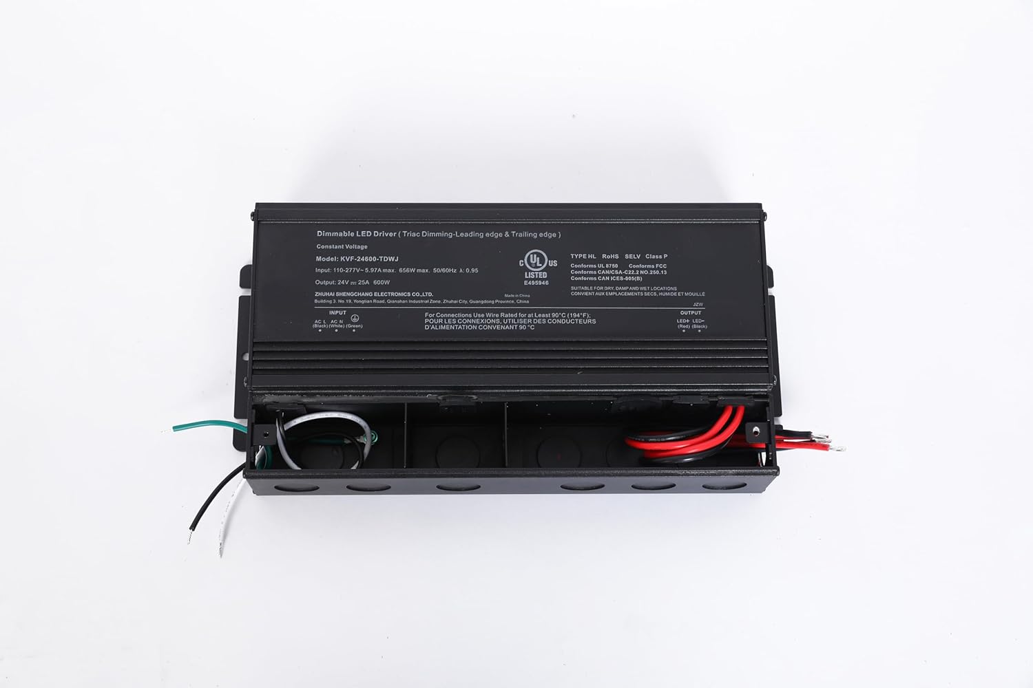 600W Dimmable LED Driver 24V, 5-in-1 Dimming ELV/MLV/TRIAC / 0-10V / 1-10V / 10V PWM/Potentiometer, Waterproof IP66 and UL Listed5 in1 Transformer for Single White Color AC to DC Power Supply