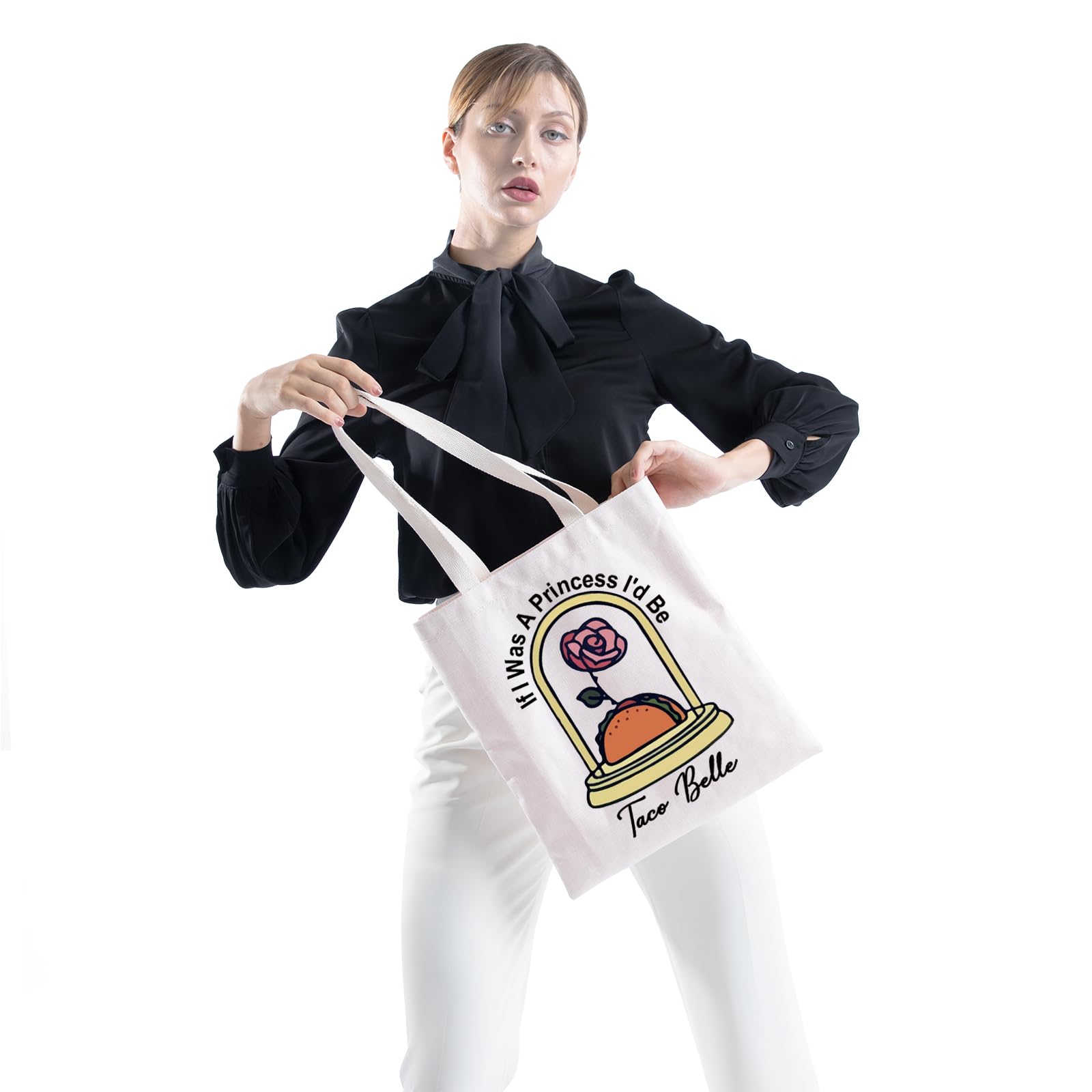 ZJXHPO Taco Belle Tote Bag If I Was A Princess I'd Be Taco Belle Reusable Grocery Shopping Bag Taco Lover Gift