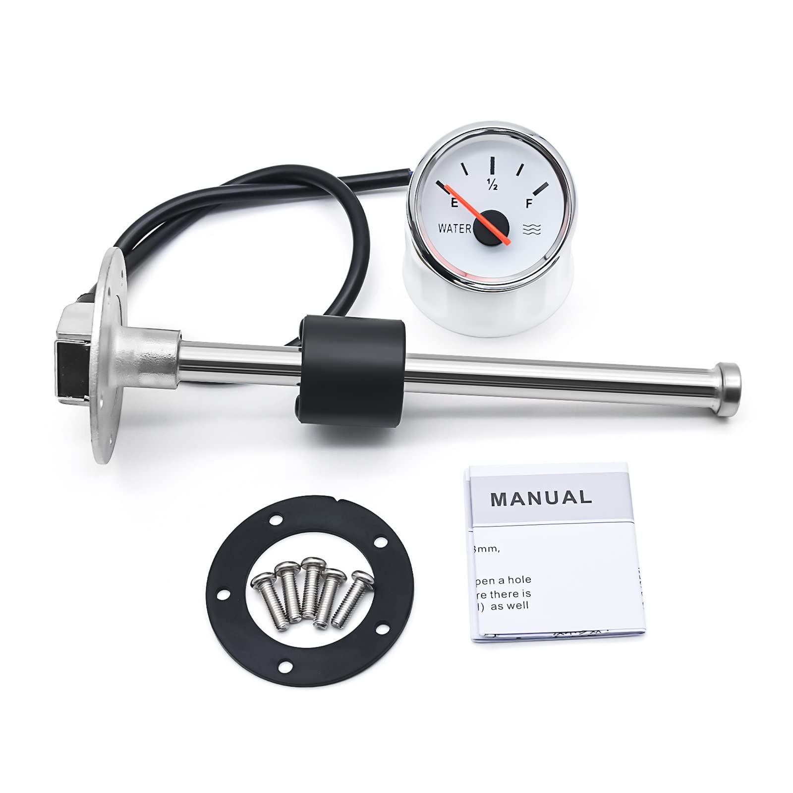 Sensor de nivel de líquido, Indicador de nivel agua 52MM con Sensor 1200mm 0-190ohm tanque líquido(1200mm with WS Gauge)