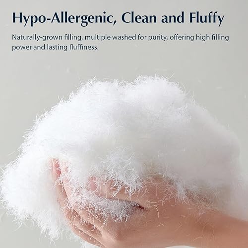 Miniatura 4 de Pacific Coast Almohadas de plumón de ganso blanco, almohadas de cama para dormir de espalda, estómago y de lado, juego de 2 almohadas tamaño King,