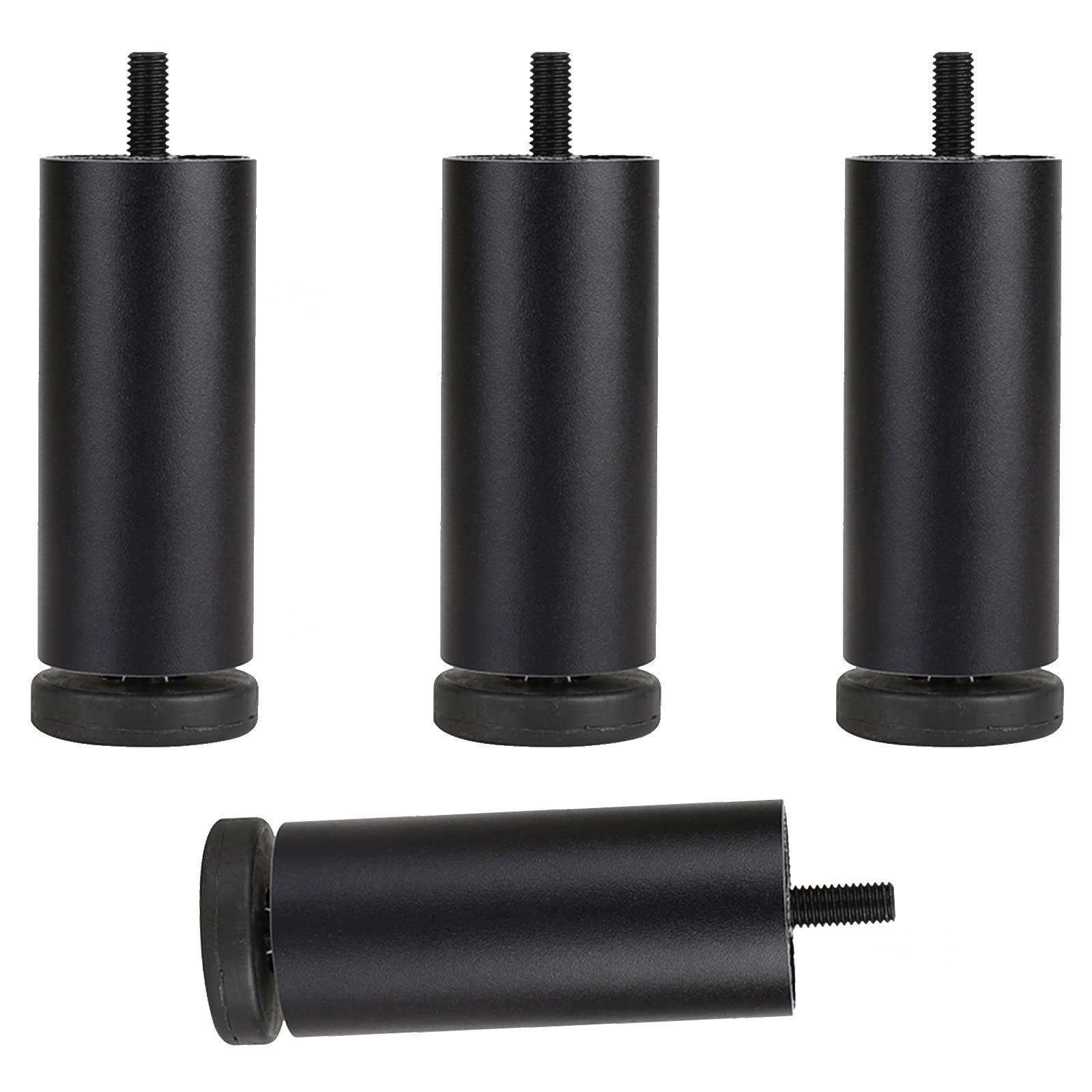 Pxzybd Black Furniture Leg M8 Bolt,Table Legs Metal,Height Adjustable Furniture Feet,Desk Legs,Replacement Furniture Leg 6Cm 8Cm 10Cm 12Cm 15Cm 18Cm 20Cm 25Cm,4 Pcs,For Bathroom Kitchen,-10Cm/3.9In