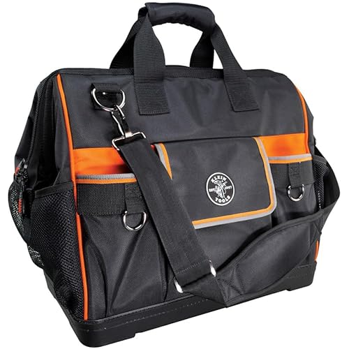 Klein Tools 55469 Tradesman Pro Wide-Open Tool Bag Made of 1680 Ballistic Weave with Molded Bottom and Detachable Shoulder Strap