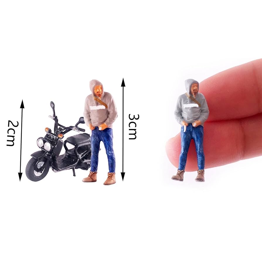 Amazon | GUOOL 1/64男性フィギュア運転バイクミニチュアシーン