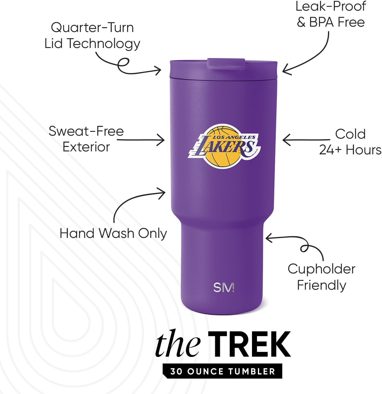 Simple Modern Officially Licensed NBA 30oz Tumbler with Flip Lid and Straws | Insulated Stainless Steel Cup | Trek Collection - Image 2