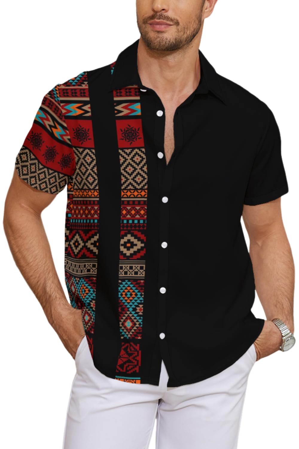 METRONS Men's Hawaiian Shirts Button Down Shirt Short Sleeve Tropical Vacation Beach Shirts