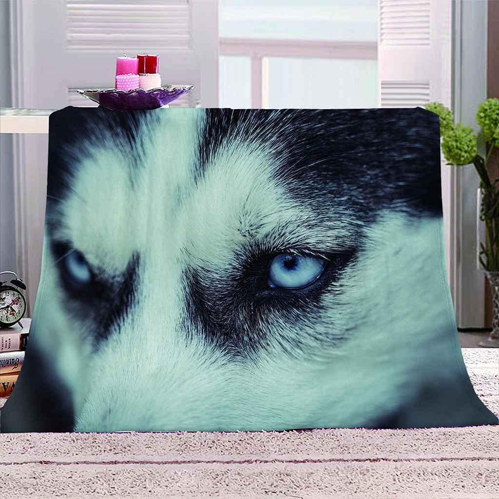 Couverture flanelle loup anti-froid grand plaid doux canapé lit