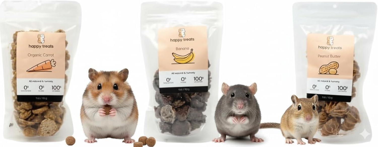 Natural Pet Treats – Ideal as Dog, Cat or Hamster Treats - Pawsome Organic Carrots, Banana & Peanut Butter Dog Snacks (3 Pack)