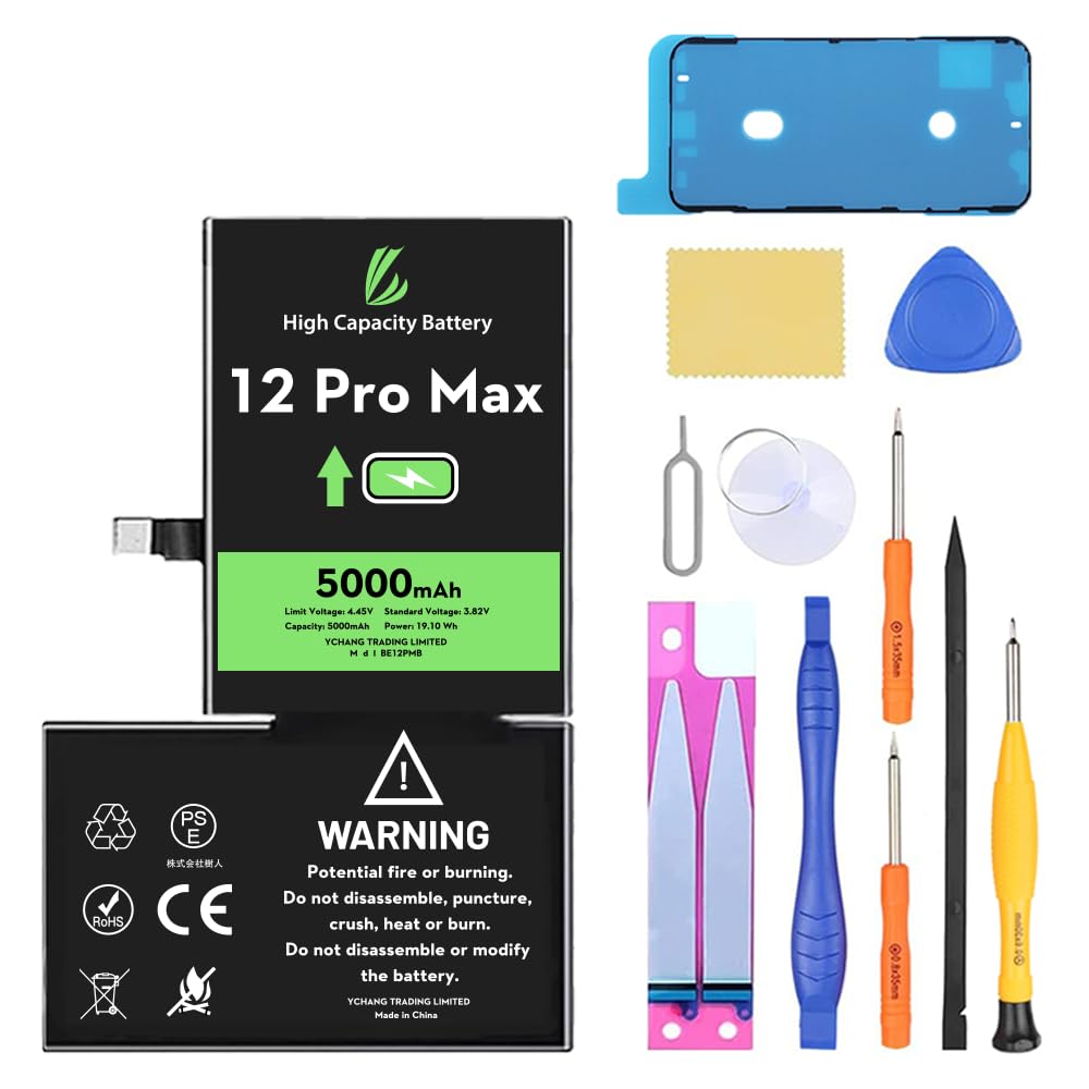 LL TRADER Batteria per iPhone 12 Pro Max, 5000mAh Batteria ad alta capacità con Strumenti di riparazione 2026