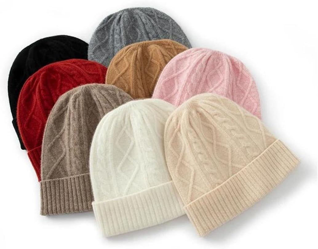 Women Australian Wool Knitted Textured Soft Warm Thicken Quality Beanie Cap Hats