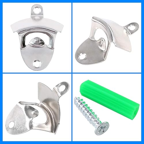 Vista 4 de Glarks Juego de 12 abrebotellas de pared plateadobroncenegro para tapa de cerveza, botella de coca, vino, soda, barras abiertas y cafeterías