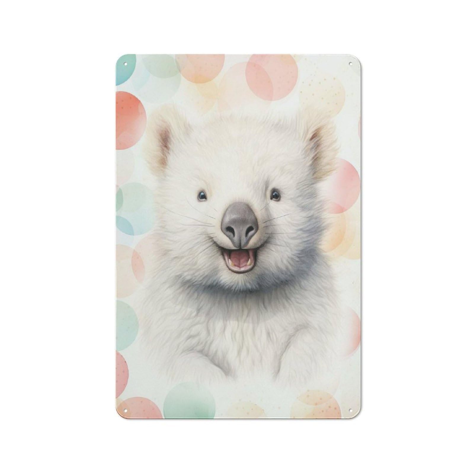 Wombat Joey Country Metal Wall Decor 30x20cm, Country Metal Sign for Kitchen, Cottage, Porch Or Garden Room