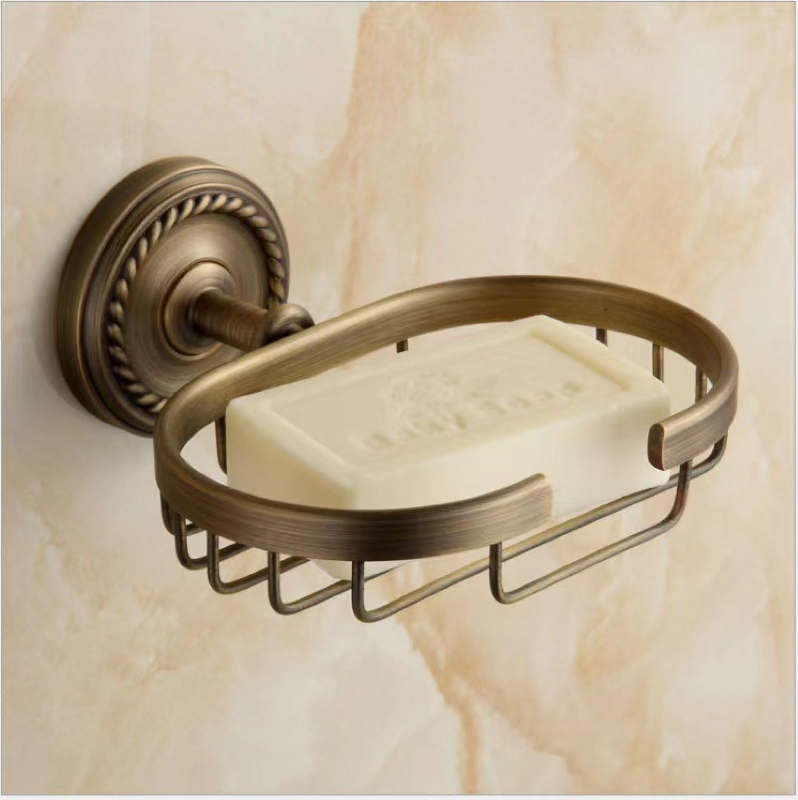 FGXHHS All Copper European Style Antique Towel Rack Twist Bath Bathroom Hardware Pendant Shelf Toilet Set, Soap Net