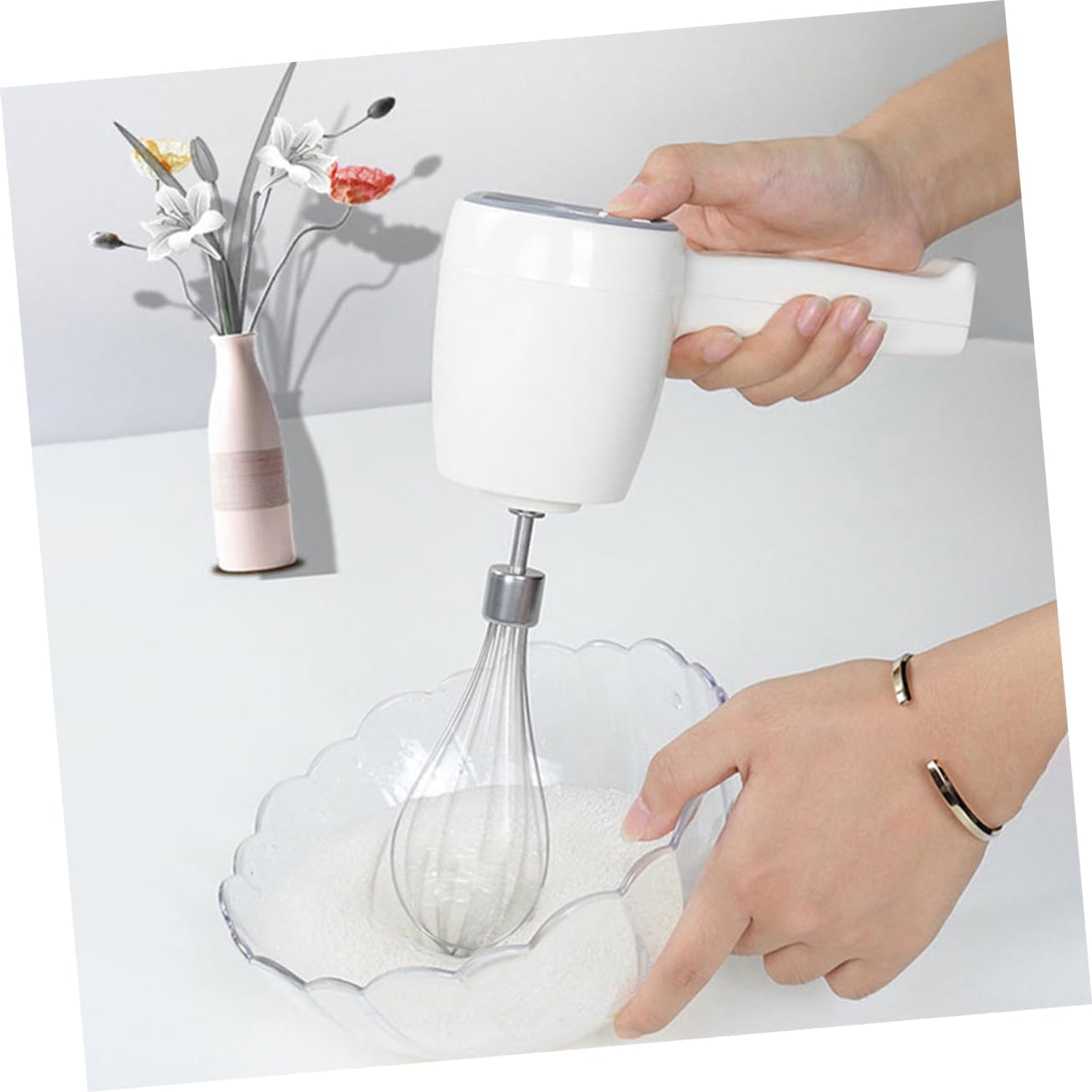 STOBAZA 1set Wisking Tool Stainless Egg Beater Mixer Hand Blender Cordless Speeds Gear Rechargeable Egg Beating Tool for Kitchen