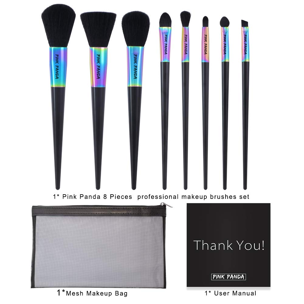 PINKPANDA Professional Makeup Brush Set 8 Pcs"Fantasy Secret" Color Makeup Brushes Make Up Kit Premium Synthetic Cosmetic Foundation Blending Blush Concealers Eye Shadows Face Powder Brush Kabuki