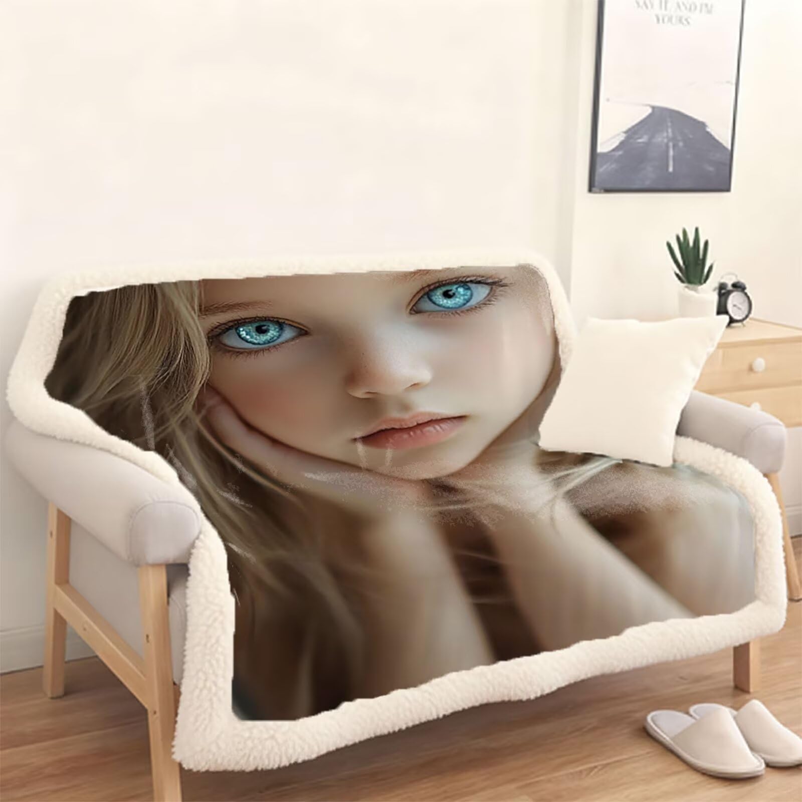 Dziewczyna Zimowe Koce, Skrzydło Koc Sofa Zima 140x200cm, Koce Na Łóżka Miękkie Przytulne Ciepłe Puszyste Odwracalne, Ciepłe Kaszmirowe uczucie Ciepły i Przytulny Kaszmirowy na Sofę Łóżko i Fotel A