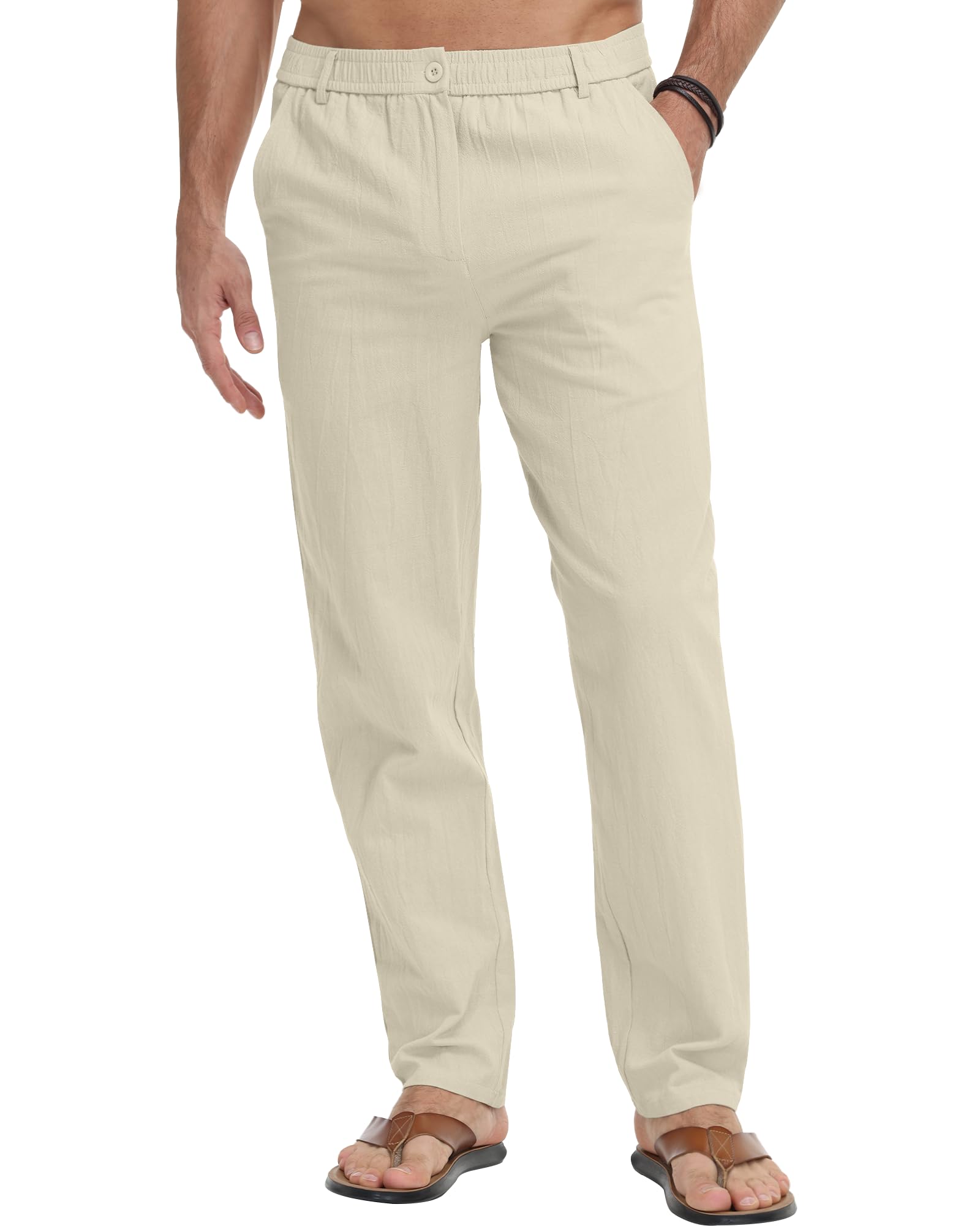 LVCBL Herren Hosen Leichte Sommerhose Lang Freizeithose Strandhose Herrenhosen